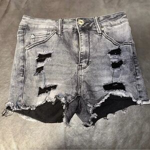 Distressed Gray Denim Shorts